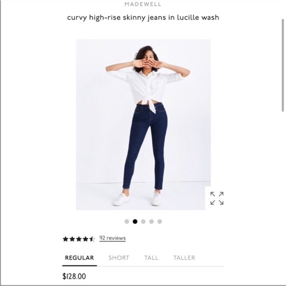Madewell curvy high rise skinny jeans womens sz 30 dark wash stretch denim - Picture 2 of 6